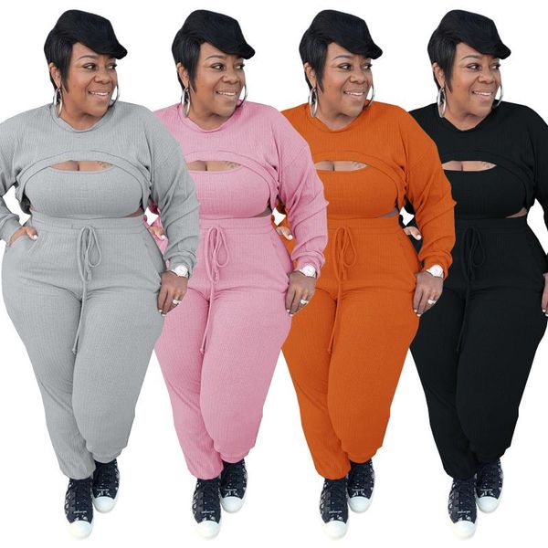 women's two piece pants plus size knitted set three sets skinny crop knitwear outfits o-neck high waist female casual pant suit ladies, White
women's two piece pants plus size knitted set three sets skinny crop knitwear outfits o-neck high waist female casual pant suit ladies, White