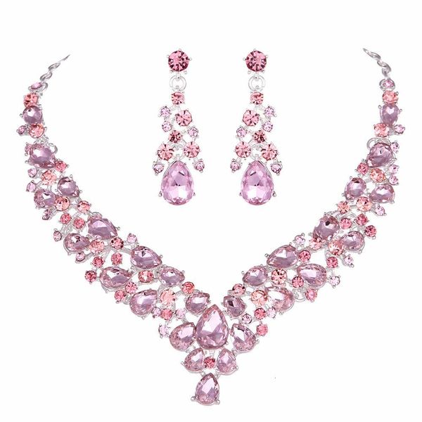 jewelry sets crystal pink bridal teardrop shape wedding necklace earrings african fashion party accessories 8 color, Black
jewelry sets crystal pink bridal teardrop shape wedding necklace earrings african fashion party accessories 8 color, Black