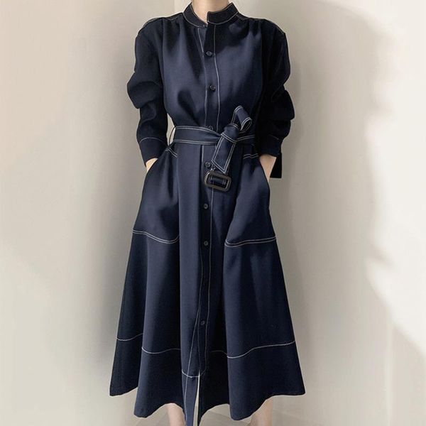 women's trench coats autumn winter elegant women loose solid coat blue stand collar with belt plus size jacket, Tan;black
women's trench coats autumn winter elegant women loose solid coat blue stand collar with belt plus size jacket, Tan;black