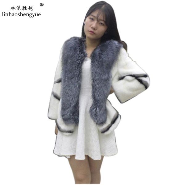women's fur & faux linhaoshengyue black and white mink coat with collar
women's fur & faux linhaoshengyue black and white mink coat with collar