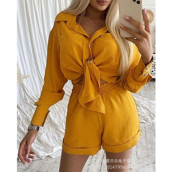 women's tracksuits wepbel elegant tracksuit shorts set ladies fashion single breasted lace up shirt + elastic waist two piece, Gray
women's tracksuits wepbel elegant tracksuit shorts set ladies fashion single breasted lace up shirt + elastic waist two piece, Gray