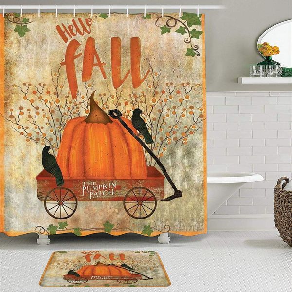 fabric shower curtain and mats set,fall pumpkins seasonal flowers scarecrow with faded floral harvest,waterproof bath curtains
fabric shower curtain and mats set,fall pumpkins seasonal flowers scarecrow with faded floral harvest,waterproof bath curtains