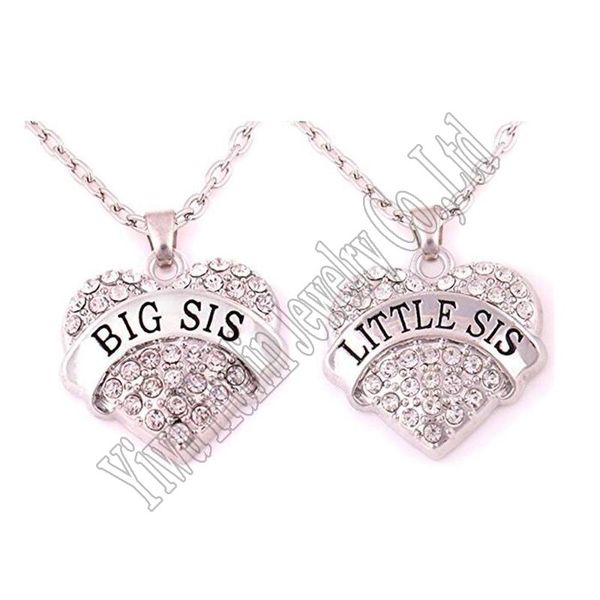 pendant necklaces big sis little lil crystal heart-shaped necklace set gift for friends family, Silver
pendant necklaces big sis little lil crystal heart-shaped necklace set gift for friends family, Silver