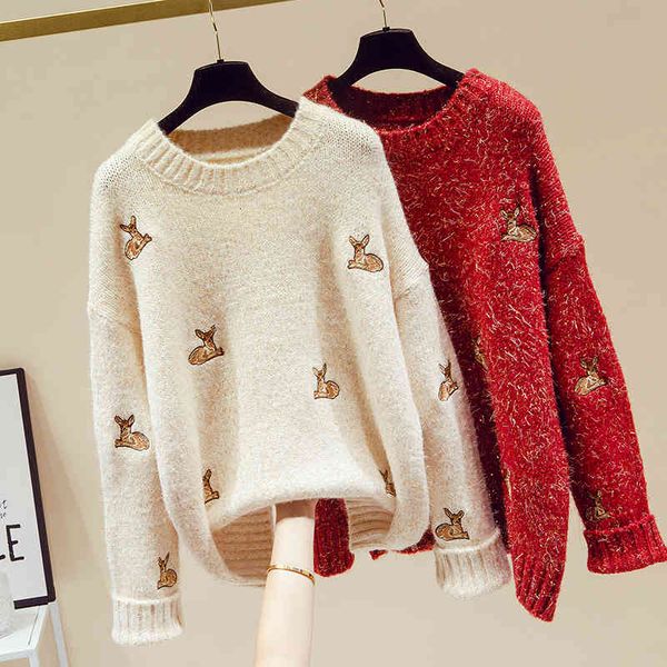 women's knits & tees animal pattern winter cashmere christmas sweater women korean loose casual long sleeve thick warm knitted pul, White
women's knits & tees animal pattern winter cashmere christmas sweater women korean loose casual long sleeve thick warm knitted pul, White