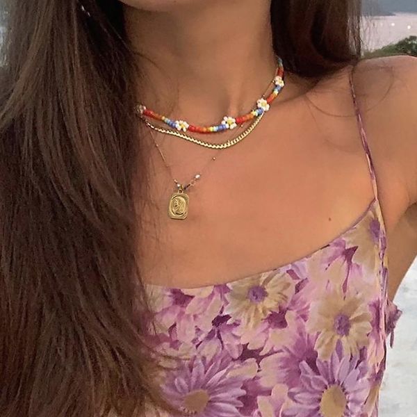 chains bohemian style colorful bead flower necklace ins wind metal chain portrait tag female, Silver
chains bohemian style colorful bead flower necklace ins wind metal chain portrait tag female, Silver