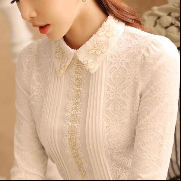 women blouses womens spring autumn lace shirts long sleeve casual embroidery turn down collar elegant fashion df3189, White
women blouses womens spring autumn lace shirts long sleeve casual embroidery turn down collar elegant fashion df3189, White