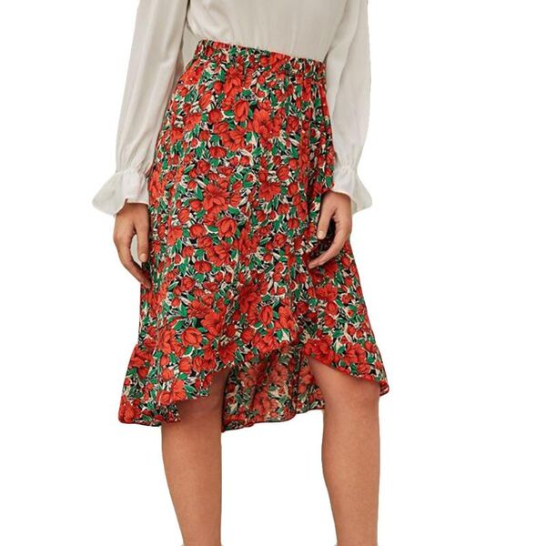 women flower print skirts summer lace up fashion high waist ruffles loose slim long wrap skirt ladies, Black
women flower print skirts summer lace up fashion high waist ruffles loose slim long wrap skirt ladies, Black