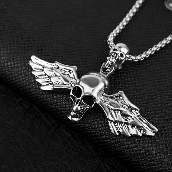 chains viking style skull wing shape pendant creative hip hop punk trend locomotive necklace men's party accessories gift, Silver
chains viking style skull wing shape pendant creative hip hop punk trend locomotive necklace men's party accessories gift, Silver