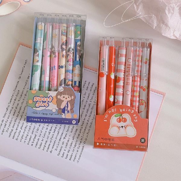 gel pens 6pcs/set pen cute cartoon 0.5mm balck ink press writing office supply stationery for student
gel pens 6pcs/set pen cute cartoon 0.5mm balck ink press writing office supply stationery for student