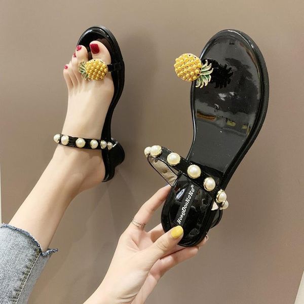slippers pineapple pearl clip toe flats women summer outside non-slip soft soled chunky slides brand metal decoration, Black
slippers pineapple pearl clip toe flats women summer outside non-slip soft soled chunky slides brand metal decoration, Black