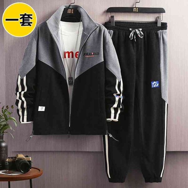 tracksuits casual suit men's youth work clothes trend handsome autumn sports jacket stand collar coat two-piece wear, Gray
tracksuits casual suit men's youth work clothes trend handsome autumn sports jacket stand collar coat two-piece wear, Gray