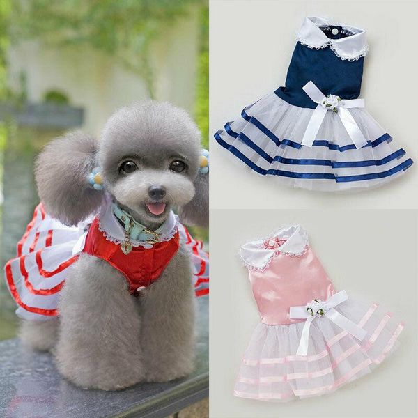 dog apparel bow dress striped cute pet clothes skirt small cat puppy wedding 
dog apparel bow dress striped cute pet clothes skirt small cat puppy wedding