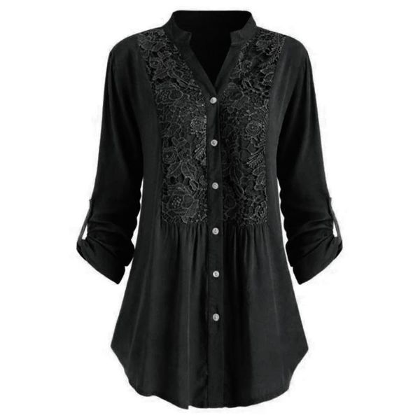 women's blouses & shirts women plus size lace blouse buttons v neck long sleeve shirt office ladies work wear fashion female blusas muj, White
women's blouses & shirts women plus size lace blouse buttons v neck long sleeve shirt office ladies work wear fashion female blusas muj, White