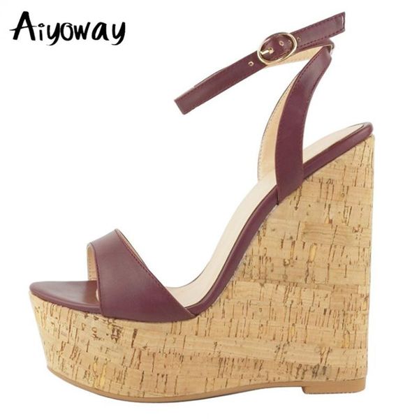 aiyoway arrival women sandals peep toe buckle summer shoes solid colors comfortable wedges platform big size, Black
aiyoway arrival women sandals peep toe buckle summer shoes solid colors comfortable wedges platform big size, Black