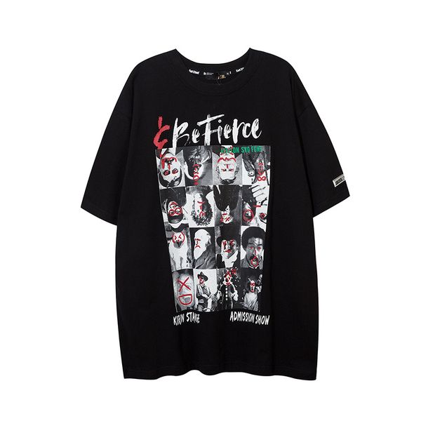 men's abstract graffiti print short-sleeved portrait print streetwear vintage hip-hop personality fashion t-shirt for men and women, White;black
men's abstract graffiti print short-sleeved portrait print streetwear vintage hip-hop personality fashion t-shirt for men and women, White;black