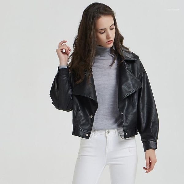 women's leather & faux spring and autumn women short paragraph large lapel korean-style biker jacket pu jacket1, Black
women's leather & faux spring and autumn women short paragraph large lapel korean-style biker jacket pu jacket1, Black