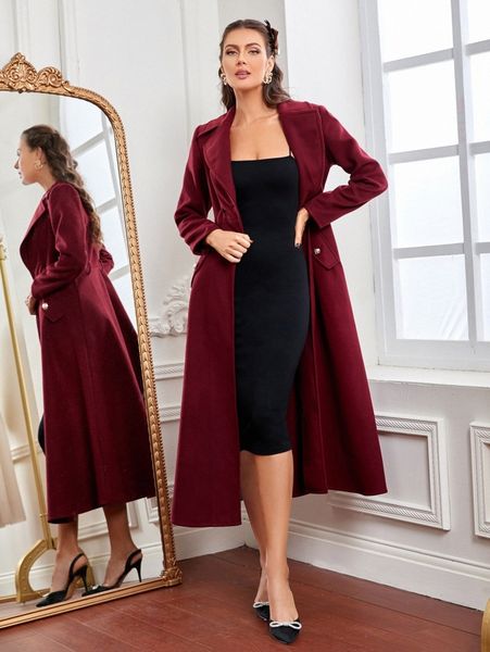 lapel collar single button belted longline overcoat o3wh#, Black
lapel collar single button belted longline overcoat o3wh#, Black