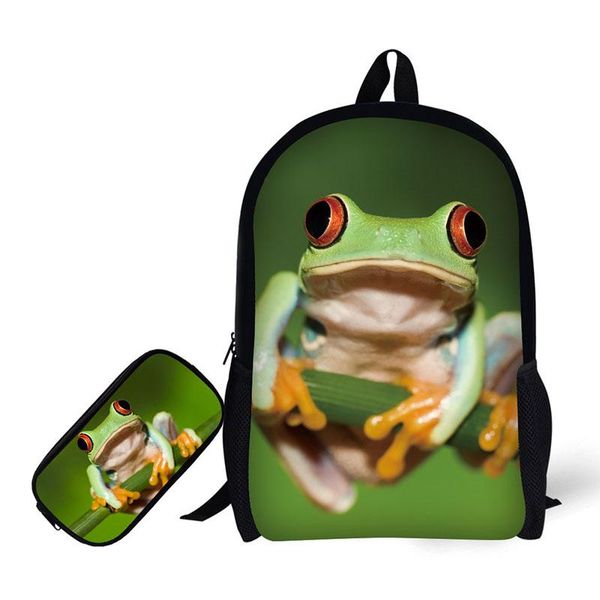 backpack 3d animal frogs printing children backpack+pencil case for high school backpacks primary students teenagers mochila