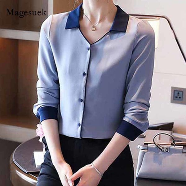 women's blouses & shirts autumn v-neck long sleeve slim cardigan solid blouse vintage korean style loose chiffon ladies shirt blusas 11, White
women's blouses & shirts autumn v-neck long sleeve slim cardigan solid blouse vintage korean style loose chiffon ladies shirt blusas 11, White