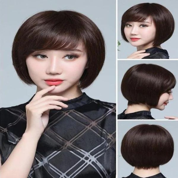 14inch wigs real human hair for women daily natural black brown wig short straight with bangs
14inch wigs real human hair for women daily natural black brown wig short straight with bangs