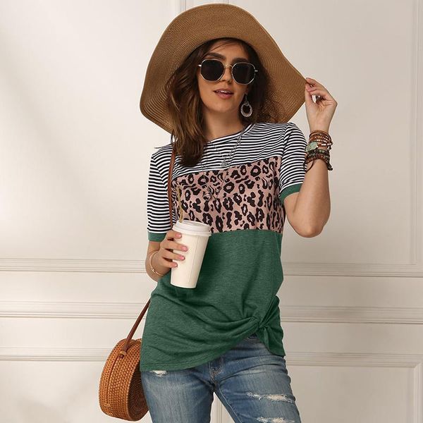 women's blouses & shirts summer ladies' round neck solid color stitching leopard stripe print pullover blouse casual loose daily a, White
women's blouses & shirts summer ladies' round neck solid color stitching leopard stripe print pullover blouse casual loose daily a, White