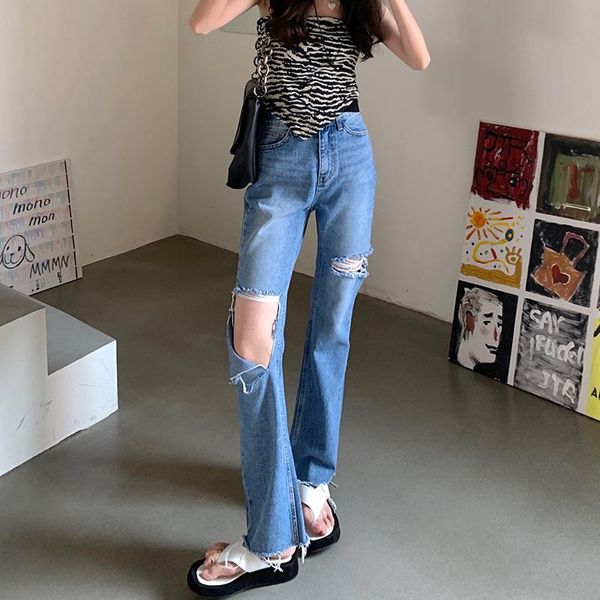 women's jeans 2021 summer ripped micro-pants wild korean high-waisted denim trousers, Blue
women's jeans 2021 summer ripped micro-pants wild korean high-waisted denim trousers, Blue