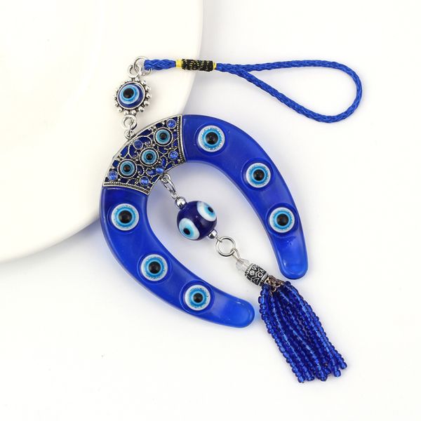 new arrival blue horseshoe shape evil eye keychain car wall decorate pendant accessories jewelry, Silver
new arrival blue horseshoe shape evil eye keychain car wall decorate pendant accessories jewelry, Silver
