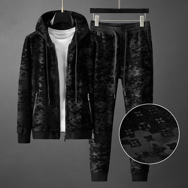 men's tracksuits light luxury cardigan camouflage jacquard web celebrity leisure suit male hooded coat covered two times, Gray
men's tracksuits light luxury cardigan camouflage jacquard web celebrity leisure suit male hooded coat covered two times, Gray