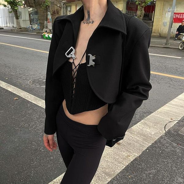 women's suits & blazers women fashion suit jackets solid color tailored collar long sleeves short coats with buckle for ladies streetwe, White;black
women's suits & blazers women fashion suit jackets solid color tailored collar long sleeves short coats with buckle for ladies streetwe, White;black