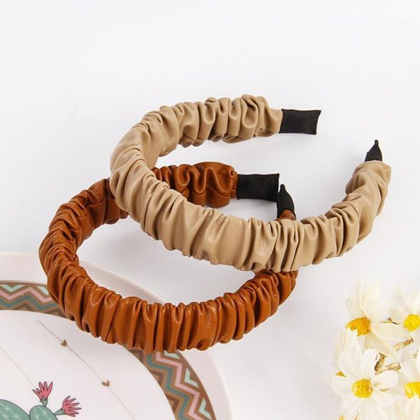 synthetic leather headband hairbands bezel turban pleated solid women elegant girls hair accessories head hoop headwear1
synthetic leather headband hairbands bezel turban pleated solid women elegant girls hair accessories head hoop headwear1