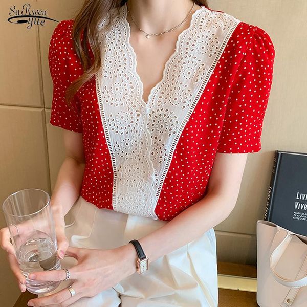 women's blouses & shirts summer intellectual fashion women blouse chiffon lace elegant female shirt v-neck polka dot short sleeve blusa, White
women's blouses & shirts summer intellectual fashion women blouse chiffon lace elegant female shirt v-neck polka dot short sleeve blusa, White