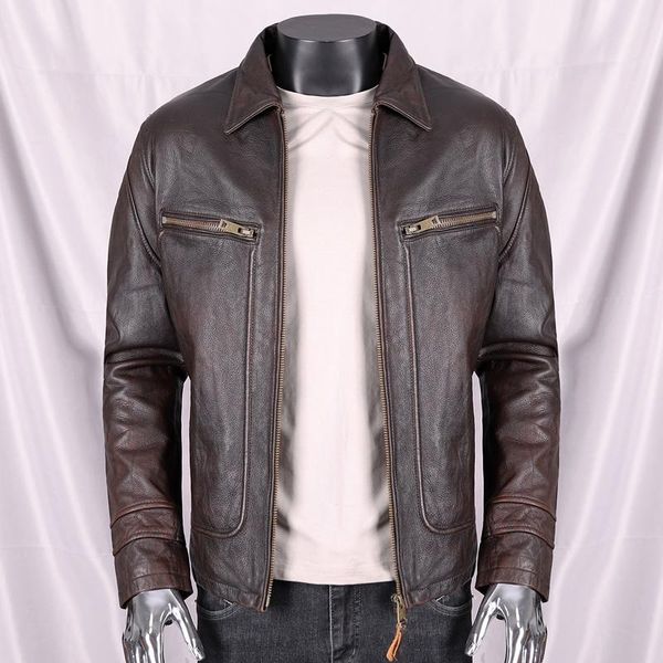 men's leather & faux vintage 2021 brown american casual style genuine jacket men plus size 4xl real natural cowhide slim fit autumn coa, Black
men's leather & faux vintage 2021 brown american casual style genuine jacket men plus size 4xl real natural cowhide slim fit autumn coa, Black