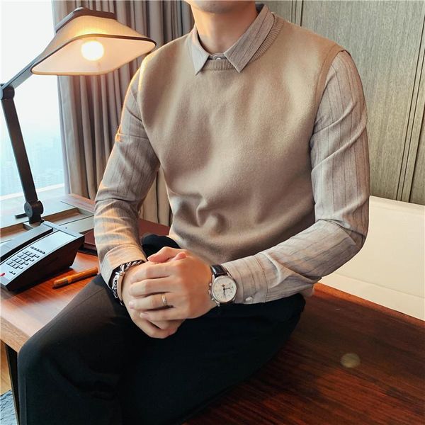 men's sweaters brand clothing men casual knit sweaters/male slim fit fake two piece shirts striped shirt plus size s-4xl, White;black
men's sweaters brand clothing men casual knit sweaters/male slim fit fake two piece shirts striped shirt plus size s-4xl, White;black