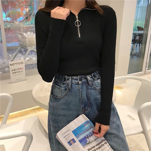 women zipper high neck sweater pullovers turtleneck autumn winter basic women sweaters slim fit black pull femme, White;black
women zipper high neck sweater pullovers turtleneck autumn winter basic women sweaters slim fit black pull femme, White;black