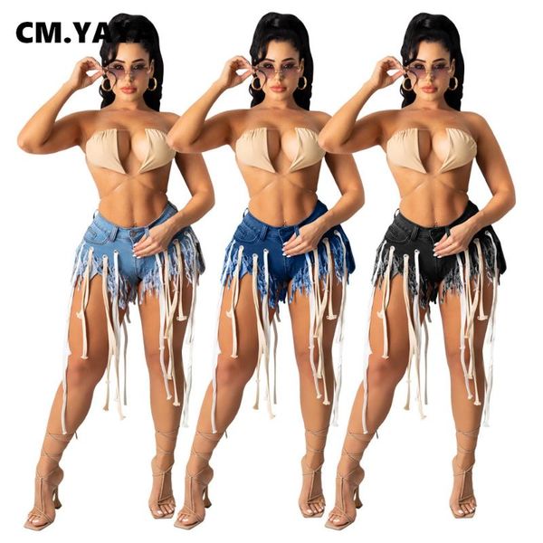 cm.yaya women drawstring patchwork tassel jeans shorts for streetwear fashion denim short pants women's, Blue
cm.yaya women drawstring patchwork tassel jeans shorts for streetwear fashion denim short pants women's, Blue