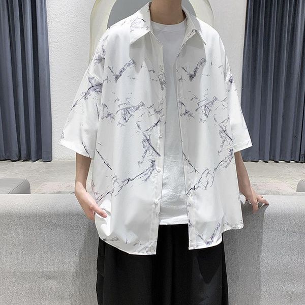 men's casual shirts summer short-sleeved fashion printed men streetwear korean loose dress mens hawaiian, White;black
men's casual shirts summer short-sleeved fashion printed men streetwear korean loose dress mens hawaiian, White;black