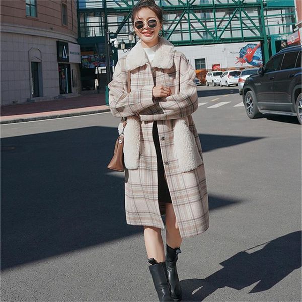 women's wool & blends stitching woolen plaid coat women korean version 2021 autumn winter casual gentle all-match lady femme, Black
women's wool & blends stitching woolen plaid coat women korean version 2021 autumn winter casual gentle all-match lady femme, Black