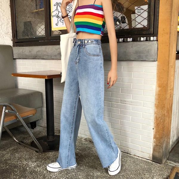 women's jeans 2021 spring summer high waist wild loose wide leg frayed straight pants streetwear boyfriend trousers ripped, Blue
women's jeans 2021 spring summer high waist wild loose wide leg frayed straight pants streetwear boyfriend trousers ripped, Blue