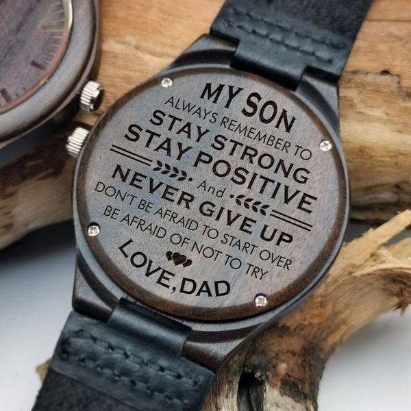 dad gives son a graduation birthday present for his son's carved night light pointer wooden watch wristwatches, Slivery;brown
dad gives son a graduation birthday present for his son's carved night light pointer wooden watch wristwatches, Slivery;brown