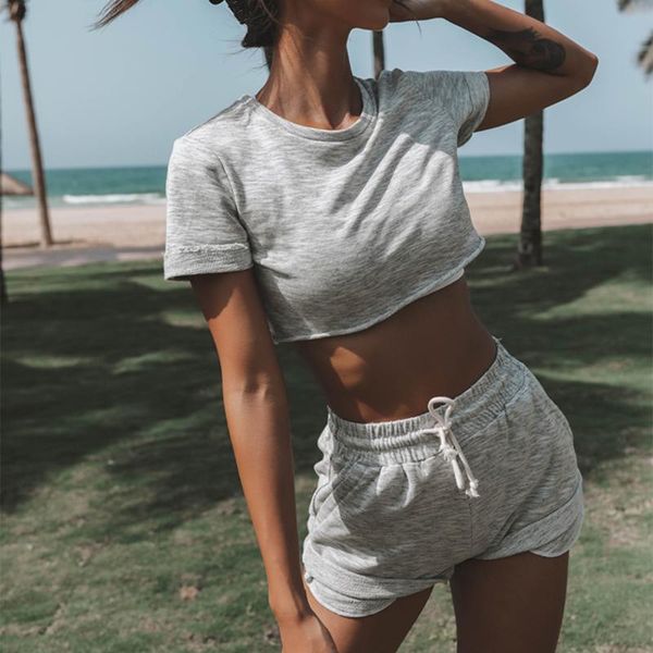 women's tracksuits 2021 summer casual short-sleeved shorts suit round neck t pants two-piece sports running fitness beach, Gray
women's tracksuits 2021 summer casual short-sleeved shorts suit round neck t pants two-piece sports running fitness beach, Gray
