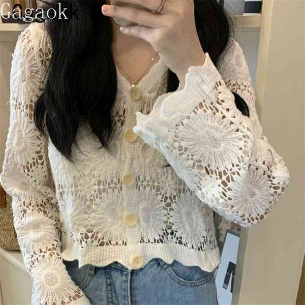 sweet lace knitted sweater spring autumn v-neck floral full thin hollow out sweaters chic wild fashion cardigans 210531, White
sweet lace knitted sweater spring autumn v-neck floral full thin hollow out sweaters chic wild fashion cardigans 210531, White