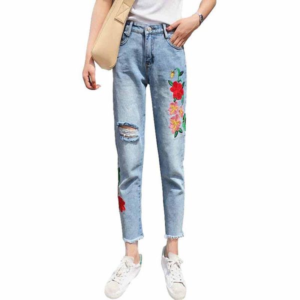 women's jeans 2021 women harajuku jeansfashion hole ripped ankle length rose embroidery female #0689, Blue
women's jeans 2021 women harajuku jeansfashion hole ripped ankle length rose embroidery female #0689, Blue