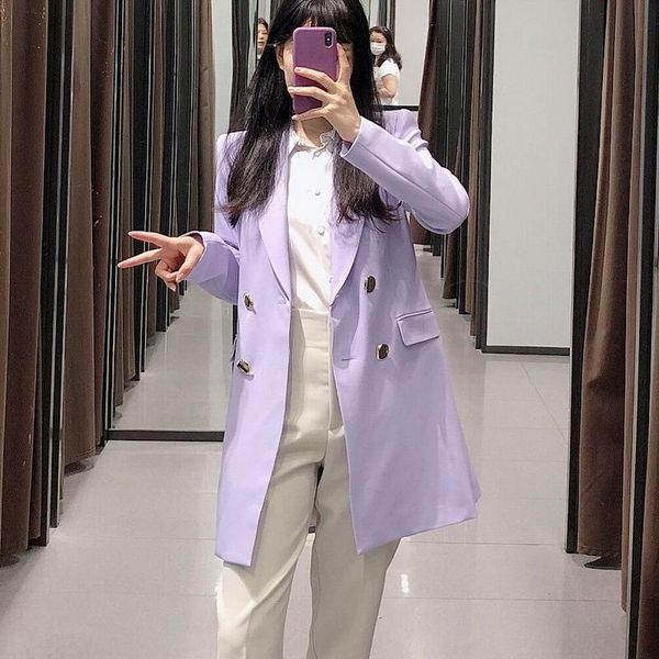 women blazer fall 2021 fashion full sleeve double breasted outwear modern lady long women's suits & blazers, White;black
women blazer fall 2021 fashion full sleeve double breasted outwear modern lady long women's suits & blazers, White;black
