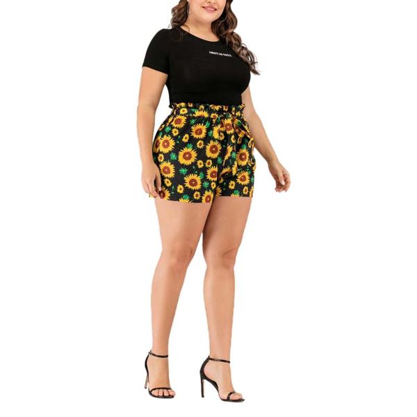 women summer shorts casual high waist print string bandage ruffles bow ladies wear slim short pants plus size 2021 women's, White;black
women summer shorts casual high waist print string bandage ruffles bow ladies wear slim short pants plus size 2021 women's, White;black