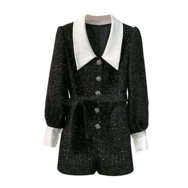 women's jumpsuits & rompers long sleeve black tweed playsuit 2021 fall elegant single breasted women jumpsuit and romper, Black;white
women's jumpsuits & rompers long sleeve black tweed playsuit 2021 fall elegant single breasted women jumpsuit and romper, Black;white