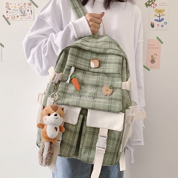 large capacity korean lovely girl backpack 2021 new female student schoolbag japanese canvas preppy style plaid travel bag women
large capacity korean lovely girl backpack 2021 new female student schoolbag japanese canvas preppy style plaid travel bag women
