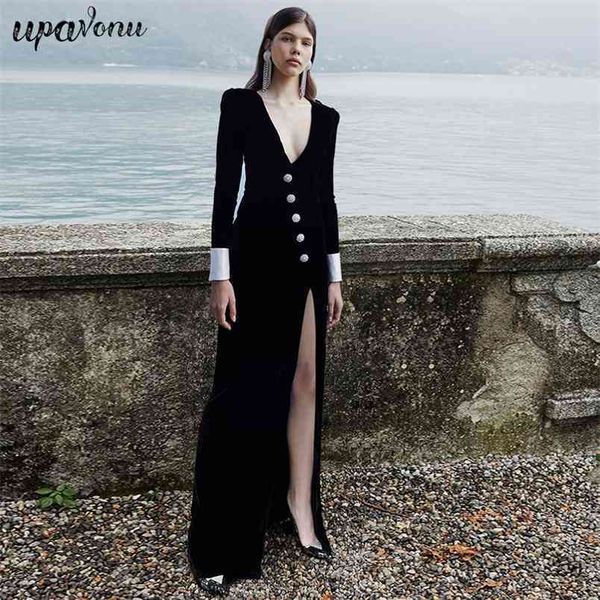 women's runway long dress black velvet v-neck sleeve bodycon split club evening party es 210524, Black;gray
women's runway long dress black velvet v-neck sleeve bodycon split club evening party es 210524, Black;gray