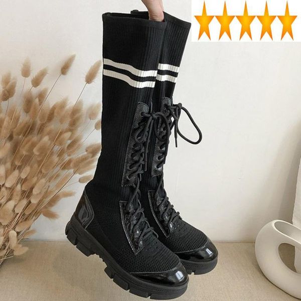 boots vintage hip hop thick heels women street breathable genuine leather high-platform casual long stretch shoes, Black
boots vintage hip hop thick heels women street breathable genuine leather high-platform casual long stretch shoes, Black