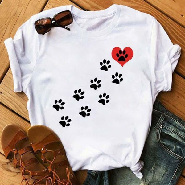 women's t-shirt female tee shirt funny kawaii ladies shirts women plus size t cartoon heart dog paws printed tshirt, White
women's t-shirt female tee shirt funny kawaii ladies shirts women plus size t cartoon heart dog paws printed tshirt, White