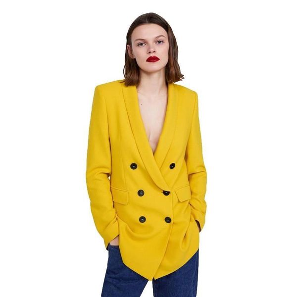 fashion yellow women blazer female double breasted notched collar blazers feminino office lady femme women's suits &, White;black
fashion yellow women blazer female double breasted notched collar blazers feminino office lady femme women's suits &, White;black